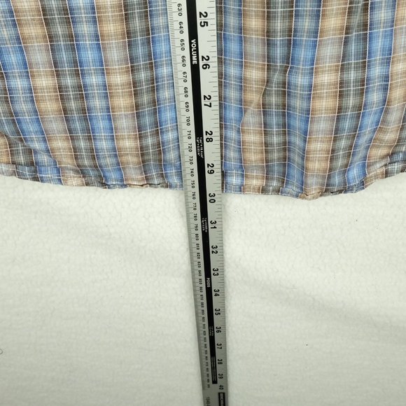 Pacific Trail Mens Button Up Shirt Small Blue Beige Check Striped Outdoor Retro - Picture 9 of 13